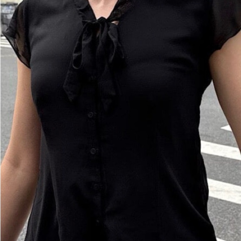Brandy Melville Black Blouse with Tie Detail
